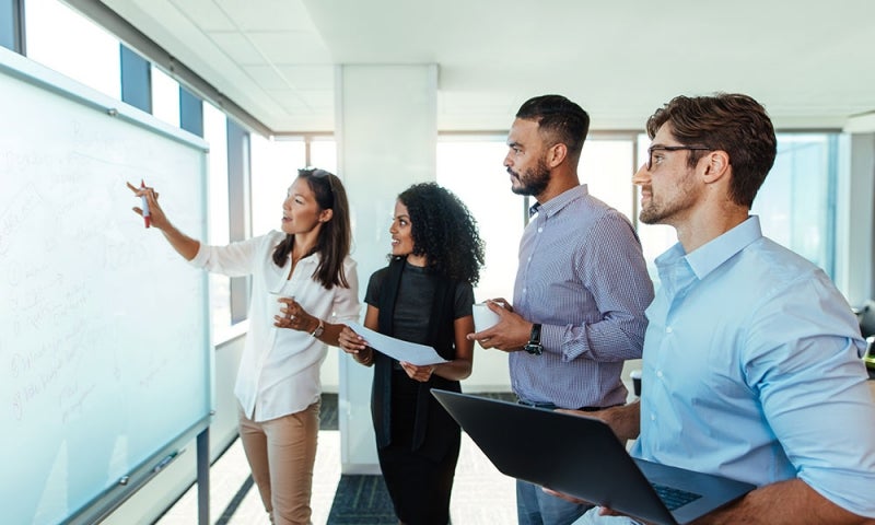 Group at a whiteboard