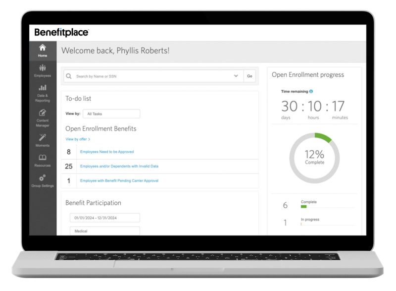 Benefitplace Admin Role Homepage