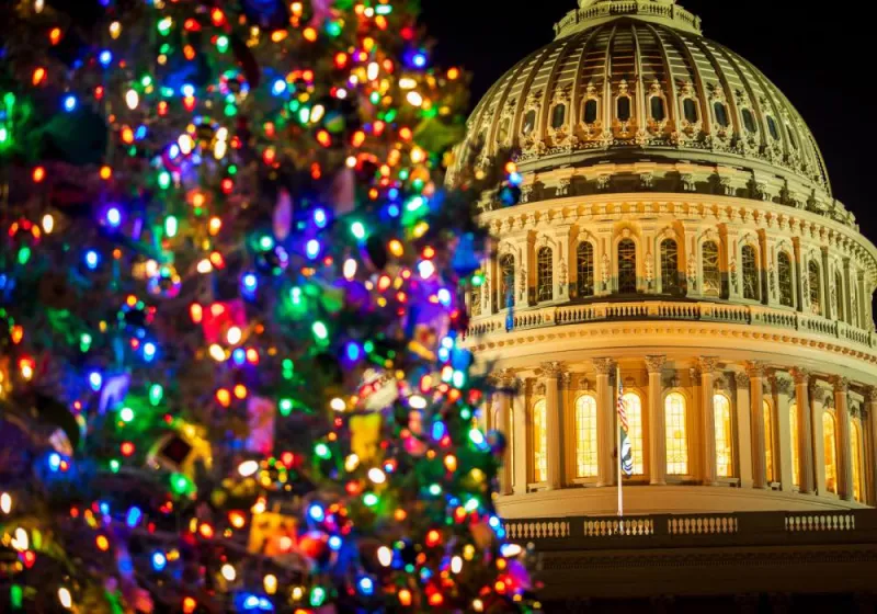 capital with Christmas tree