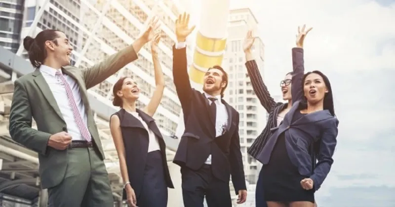 a group of people celebrating