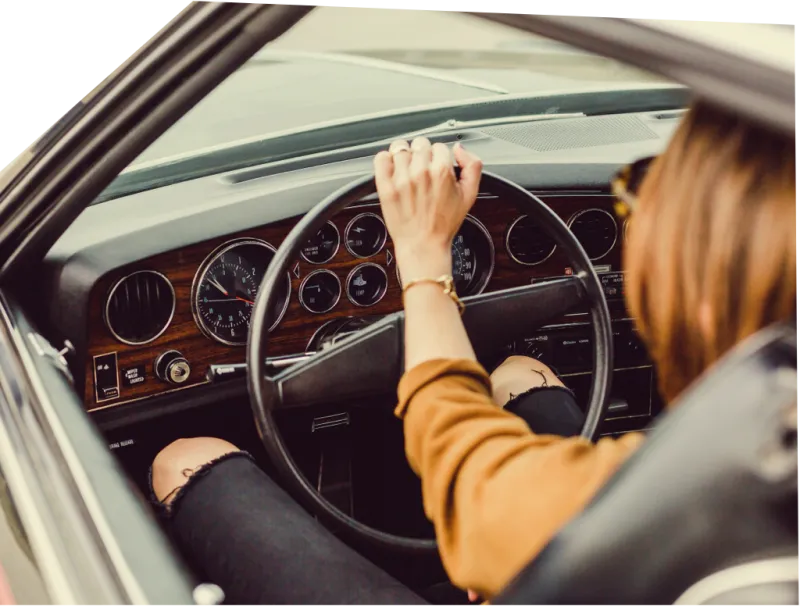 woman driving car